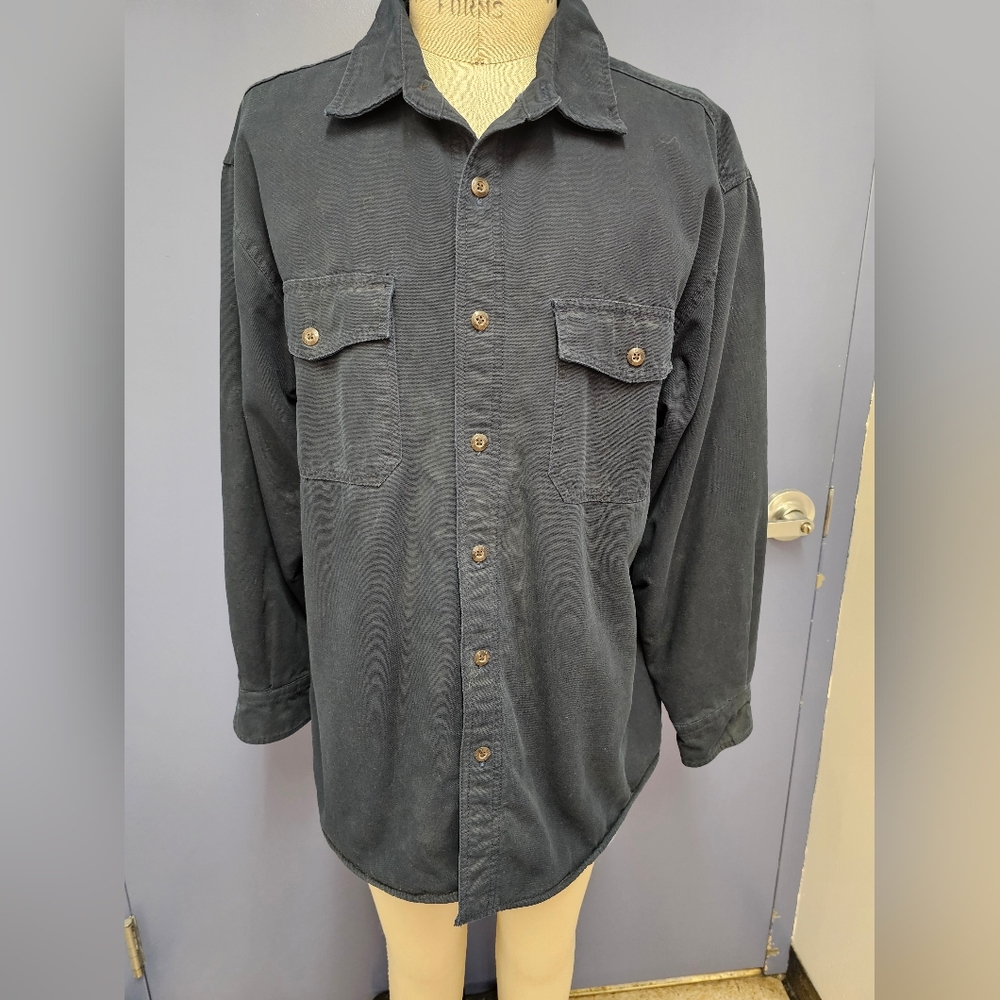 Levi Strauss Men's L Navy Button-Up Jacket Lined W/Plaid Blue Fleece